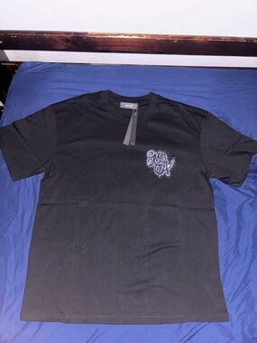 AMIRI Black Short-Sleeve Tee with Embellished Chest Motif
